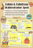 Vorschau - Stationenlernen - Stationskarten Sport: Ostern - Osterhasen-Trainingslager (Klasse 2-4) - Deckblatt