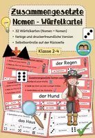 Vorschau - Stationenlernen - Zusammengesetzte Nomen: Würfelkartei - Nomen + Nomen (Klasse 2-4) - Deckblatt