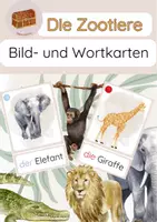 Vorschau - Fördermaterial/Inklusion - DaZ - Die Zootiere Bild- und Wortkarten - Deckblatt