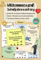 Vorschau - Mal- und Bastelvorlagen - Willkommensgruß zum Schulanfang (Klasse 1) #schulstartbyextraklasse - Deckblatt