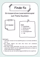 Vorschau - Spiele - Lesespiel "Finde fix - Haustiere" Blitzlesen - Seite 1