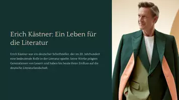 Vorschau - Fördermaterial/Inklusion - Präsentation: Erich Kästner – Ein Leben für die Literatur als PDF und PowerPoint-Datei - Deckblatt