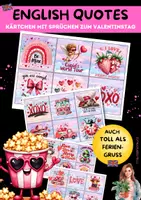 Vorschau - Mal- und Bastelvorlagen - English Quotes Kärtchen mit Sprüchen zum Valentinstag - Deckblatt