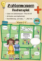 Vorschau - Spiele - Rechenspiel Zahlenmauern: Plus im Zahlenraum 100 mit Zehnerübergang (Klasse 2) - Deckblatt