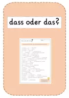 Vorschau - Arbeitsblätter - Konjunktion "dass" oder Artikel/Pronomen "das"? - Deckblatt