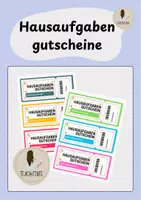Vorschau - Bildkarten - Hausaufgabengutscheine - Deckblatt