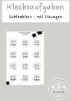 Vorschau - Arbeitsblätter - Materialpaket - Klecksaufgaben schriftliche Addition und Subtraktion - Seite 1