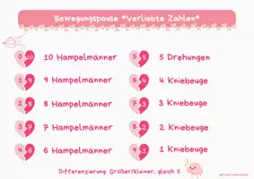 Vorschau - Spiele - Bewegungspause „Verliebte Zahlen“ Klasse 1/2 - Deckblatt