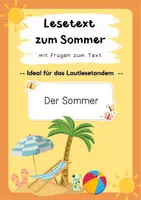 Vorschau - Arbeitsblätter - Lesetext (Lesetandem) "Der Sommer" - mit Fragen zum Text - Deckblatt