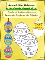 Vorschau - Mal- und Bastelvorlagen - Ausmalbilder, Ostergirlande, Osterkarte, Fensterdeko - Deckblatt