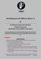 Vorschau - Unterrichtsreihen - Dürrenmatt "Die Physiker": 2 Klausuren zur Szene I, 5 - Deckblatt