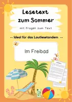 Vorschau - Arbeitsblätter - Lesetext (Lesetandem) "Im Freibad" - mit Fragen zum Text - Deckblatt