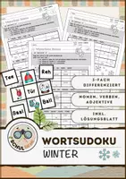 Vorschau - Arbeitsblätter - Wortsudoku: Winterliche Wörter | Winter | Rätsel - Deckblatt