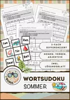 Vorschau - Arbeitsblätter - Wortsudoku: Sommerwörter | Sommer | Rätsel - Deckblatt
