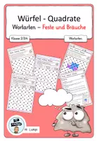 Vorschau - Arbeitsblätter - Würfel Quadrate Wortarten - Feste und Bräuche - Deckblatt