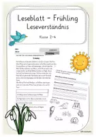 Vorschau - Arbeitsblätter - Leseblatt Frühling - Leseverständnis - Deckblatt