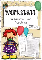 Vorschau - Stationenlernen - Karneval (Fasching) - Werkstatt für die Klasse 3 - Deckblatt