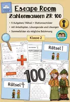 Vorschau - Stationenlernen - Escape Room: Zahlenmauern im Zahlenraum 100 (Klasse 2) - Deckblatt