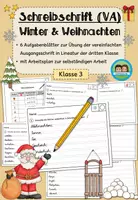 Vorschau - Arbeitsblätter - Vereinfachte Ausgangsschrift: Weihnachten und Winter - Übungsheft/ Stationenlernen (Klasse 3) - Deckblatt