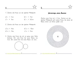 Vorschau - Aufgabenkarten - Zirkel Übungen: Lerntheke Klasse 4/5 - Zeichenübungen - Seite 1
