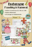 Vorschau - Arbeitsblätter - Rechenspuren Fasching/ Karneval: Addition und Subtraktion - Sparpaket (Klasse 1-3) - Seite 1