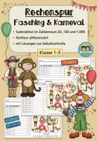 Vorschau - Arbeitsblätter - Rechenspur Fasching/ Karneval: Minus/ Subtraktion (Klasse 1-3) - Deckblatt
