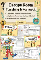 Vorschau - Arbeitsblätter - Sparpaket: Escape Room - Fasching/ Karneval (Mathe/ Deutsch, Klasse 2-3) - Seite 1
