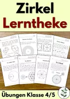 Vorschau - Aufgabenkarten - Zirkel Übungen: Lerntheke Klasse 4/5 - Zeichenübungen - Deckblatt
