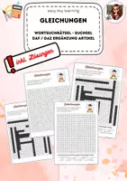 Vorschau - Stationenlernen - Gleichungen - Suchsel - Wortsuchrätsel DAF/DAZ - Deckblatt