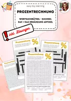 Vorschau - Arbeitsblätter - Prozentrechnung - Suchsel - Wortsuchrätsel DAF/DAZ - Deckblatt