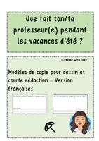 Aperçu - Fiches - Que fait ton/ta professeur(e) pendant les vacances d'été ? - Page de couverture