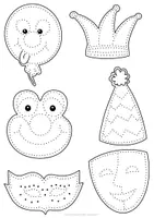 Vorschau - Mal- und Bastelvorlagen - Faschingsmobile prickeln - Kunstidee Fasching, Karneval, Kunst Grundschule - Seite 2