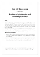 Vorschau - Stundenentwürfe - Information und Bewegung "Ernährung bei Allergien und Unverträglichkeiten" - Deckblatt