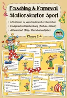 Vorschau - Stationenlernen - Stationskarten Sport: Als Clown im Fasching/ Karneval (Klasse 2-4) - Deckblatt