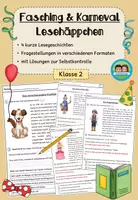 Vorschau - Arbeitsblätter - Lesehäppchen: Fasching/ Karneval (Klasse 2) - Deckblatt