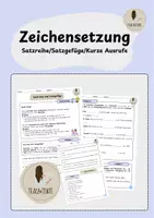 Vorschau - Arbeitsblätter - Übungen zur Zeichensetzung: Satzreihe, Satzgefüge und kurze Ausrufe - Deckblatt