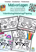 Vorschau - Arbeitsblätter - DIY-Grußkarten Malvorlage zum Vatertag, Muttertag, Valentinstag oder Geburtstag - Deckblatt