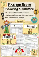 Vorschau - Arbeitsblätter - Escape Room: Fasching/Karneval (Mathematik, Deutsch, Klasse 3) - Deckblatt