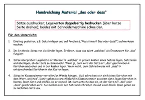 Vorschau - Aufgabenkarten - Dass oder das - Unterrichtsstunde zur Einführung - Seite 1