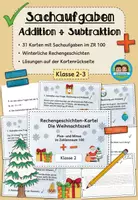 Vorschau - Stationenlernen - Übungskartei Sachaufgaben: Plus und Minus im Zahlenraum 100 (Klasse 2) - Deckblatt
