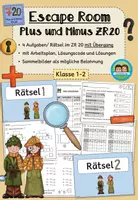 Vorschau - Stationenlernen - Escape Room: Plus und Minus im Zahlenraum 20 mit Zehnerübergang (Klasse 1-2) #schulstartbyextraklasse - Deckblatt