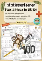 Vorschau - Arbeitsblätter - Plus und Minus im Zahlenraum 100 - Stationenlernen/ Übungsheft (Klasse 2-3) - Deckblatt