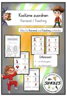 Vorschau - Arbeitsblätter - Fasching / Karneval Kostüme beschriften (Wortschatz, differenziert) - Deckblatt