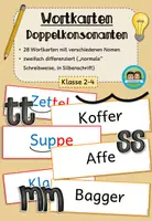 Vorschau - Bildkarten - Wortkarten - Nomen mit Doppelkonsonanten (Klasse 2-3) - Deckblatt