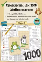 Vorschau - Stationenlernen - Orientierung Zahlenraum 1000 - Stationenlernen/ Übungsheft (Klasse 3) #schulstartbyextraklasse - Deckblatt