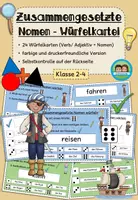 Vorschau - Arbeitsblätter - Zusammengesetzte Nomen: Würfelkartei - Verb/ Adjektiv + Nomen (Klasse 2-4) - Deckblatt