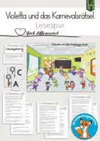 Vorschau - Arbeitsblätter - Lesespur Karneval Fasching 3fach differenziert - Deckblatt
