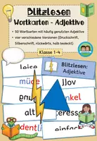 Vorschau - Arbeitsblätter - Blitzlesen: Wortkarten - Adjektive (Klasse 1-4) - Deckblatt