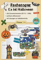 Vorschau - Arbeitsblätter - Rechenspur: Halloween - alle Grundrechenarten (Klasse 1-4) #schulstartbyextraklasse - Deckblatt