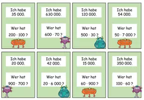 Vorschau - Spiele - Ich habe wer hat - Multiplikation bis 1 000 000 - Seite 1